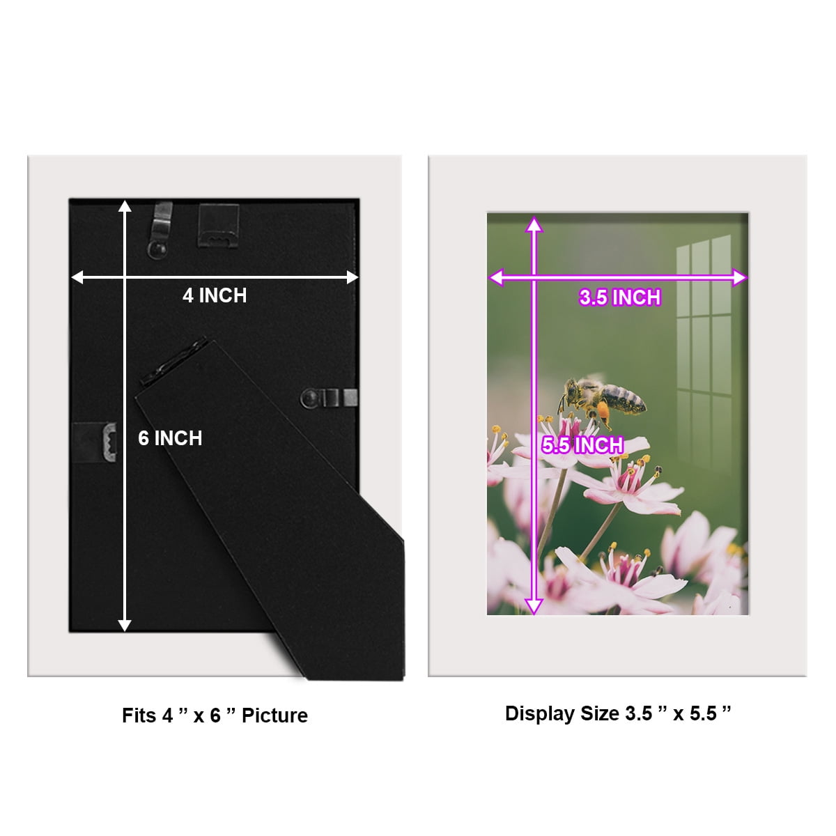 Modern 4 in. x 6 in. White Picture Frame (Set of 4)