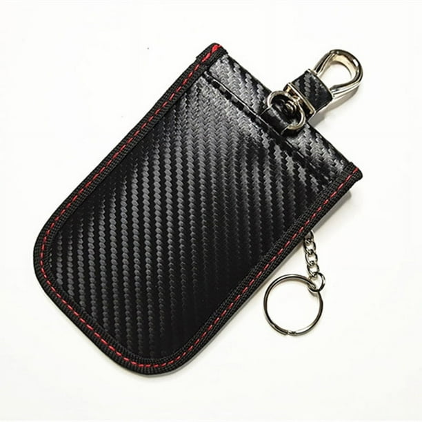 Funda roja para llaves de coche, anti-RFID, bolsa Faraday con bloqueo de señal, fundas con bloqueo de señal RFID para llaves de coche, funda protectora anti-RFID de fibra de carbono.
