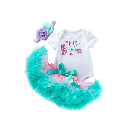 

Wrcnote Toddler Mesh Buttons Summer Outfits Princess Photograph Bag Fart 3 Pieces Outfit Short Sleeve Bodysuit