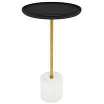 Turner 12 inch Wide Solid Mango/Genuine Marble/Iron Modern End Table in Black/Gold/White