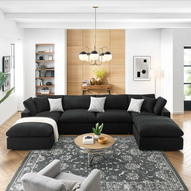 Modway Commix Canapé Sectionnel 6 Pcs Surrembourré Rempli de Duvet, Noir