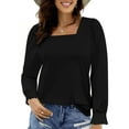 thumbnail image 3 of UVN Blouses for Women Square Neck Long Sleeve Shirts Dressy Casual Tunic Tops, 3 of 9