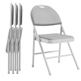 thumbnail image 3 of CazToi Juego de 4 sillas plegables de respaldo alto con asiento acolchado de cuero PU, sillas portátiles plegables beige para comedor y eventos, 3 of 8