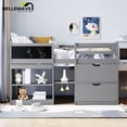 thumbnail image 6 of Low Loft Bed Twin Size with Rolling Desk, Storage Shelves and Chalkboard, Loft Bed with Storage Drawer and Full-Length Guardrail, Twin Loft Bed, Gray, 6 of 13