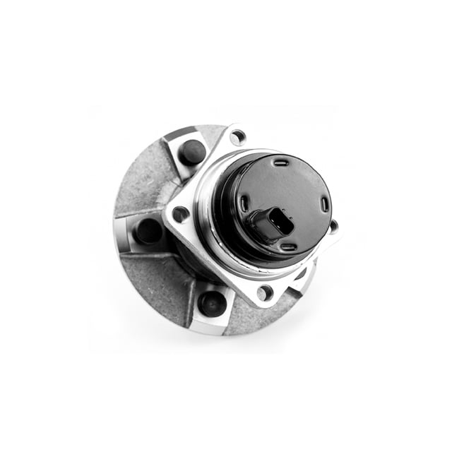 maza rueda corolla 2003 al 2015 toyota trasera genérica Producto Nuevo, vista cenital de maza de rueda trasera para Toyota Corolla 2003–2015 con brida circular de cuatro pernos, buje central con tapa negra y orificios para sensor ABS, eje trasero, cantidad 1 pieza; suele usarse como repuesto de posventa.
