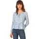 thumbnail image 1 of Allegra K Blusas con cuello en V y estampado floral Ditsy para mujer, dobladillo con volantes, cuello con lazo, gasa, peplum, tops Azul claro S, 1 of 6