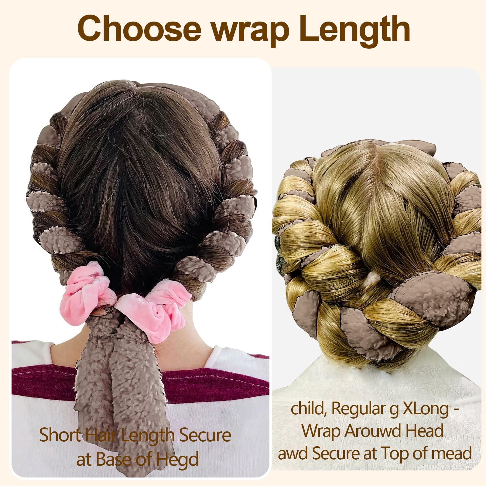 Satin Heatless Hair Curler, Lazy Natural Soft Wave DIY Heatless Curls for Sleep in Overnight, for All Hair Types, Light Brown