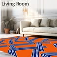 thumbnail image 2 of ODIKA 3'x5' Machine Washable Non-Slip Area Rug, Urban Court Interlocking Stripe Motif with Dynamic Fan Inspired High Traffic Rug with Pad, Orange, 669910, 2 of 8