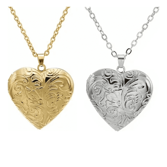 2pzs Collar Dije Corazón Para Parejas Fotos Acero Inoxidable Oro Y Plata Xtellar multicolor