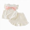 thumbnail image 4 of KPOPLK Toddler Baby Girl Clothes 1t 2t 3t 4t 5t Fly Sleeve Dress Tshirt Shorts Set Summer Casual Outfits Size 3-4 Years,White, 4 of 5