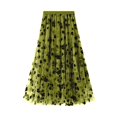 thumbnail image 2 of Vedolay Long Skirts For Women Women High Waist Pleated A-Line Knee Length Lace Pockets Skirt,Green XXL, 2 of 4