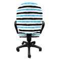 thumbnail image 3 of Abstract Office Chair Slipcover, Paintbrush Large Color Bands Simplistic Horizontal Lines Stripes, Protective Stretch Decorative Fabric Cover, Standard Size, Aqua Black White, by Ambesonne, 3 of 5