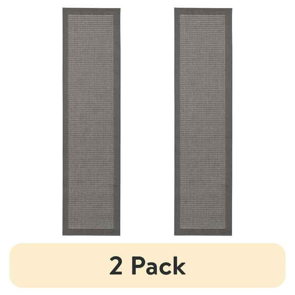 (2 pack) Mainstays Faux Sisal Olefin Runner Rug with Gray Border, 2'6" x 10", Indoor Use
