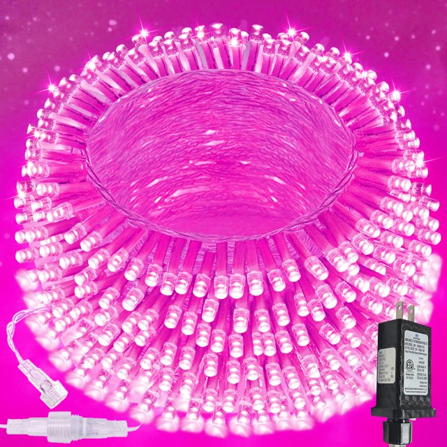 Cadena de luces LED SANJICHA 200 LED, 20 m, color rosa, resistente al agua, 13 modos
