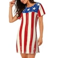 thumbnail image 2 of Fuzoiu America Flags2 Print Women Nightgowns, Soft Comfy Lightweight Short Sleeves Sleepwear,Crew Neck Loungewear, 2 of 6