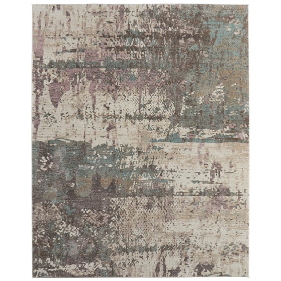 Feizy Eden Modern Abstract, Ivory/Blue/Purple, 1' 8" x 2' 10" Accent Rug, Easy Care Stain Resistant Fade Resistant, Area Rug for Living Room and Bedroom