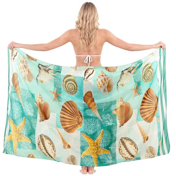 HAPPY BAY Women's Beachwear Sarong Coverups Bikini Skirt Swim Cover up Summer Wraps Swimwear Beach Wrap Skirts for Women One Size Sea Shell, Green