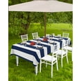 thumbnail image 4 of Lsrtoss Outdoor Tablecloth with Umbrella Hole & Zipper, Navy Blue Striped Rectangle Tablecloth 60x120 Inch, Modern Farmhouse Blue White Stripes Patio Table Cover Waterproof Table Cloth for Picnic, 4 of 7