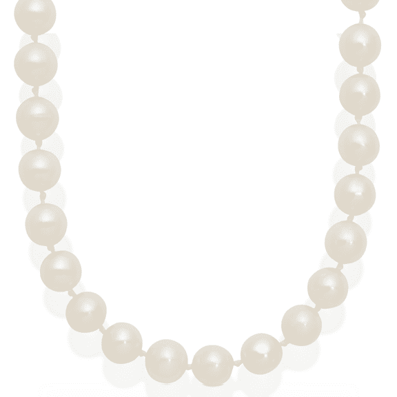 14K Solid Yellow Gold 6mm White Near Round Freshwater Cultured Pearl Necklace Chain