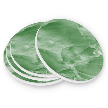 

Round Coasters Modern Style Ceramic Coaster Waterproof and Durable Drink Coaster Coasters set of 4 Customizable Coasters 1pc Green Marble Texture