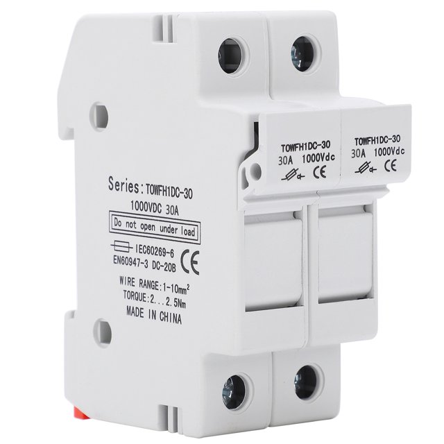 Support de Fusible Base 2 Pôle DIN Rail Monter l'Équipement de Contrôle de Distribution de Puissance TOWFH1DC 1000VDC 2P3A