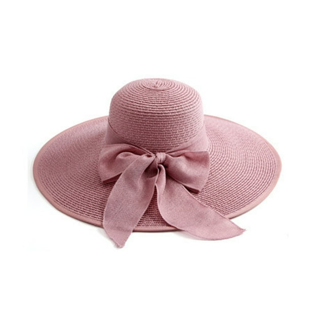 Sombrero de paja con protección solar para playa, de circunferencia de 56 a 57 cm, plegable, para playa, para mujer