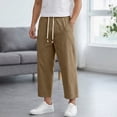 thumbnail image 2 of Bxsruta Men's Drawstring Cropped Pants Relaxed Fit Casual Summer Trousers with Front Pockets, 2 of 6