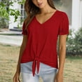 thumbnail image 2 of LIZUOJUNF Blouse for Women Short Sleeve Tops V Neck Blouses Dressy Casual T Shirts, 2XL, 2 of 9