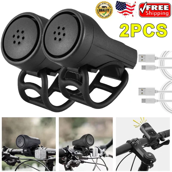 2PACK Bike Electronic Loud Bell Horn Bicycle Handlebar Ring Bell Cycling Warning