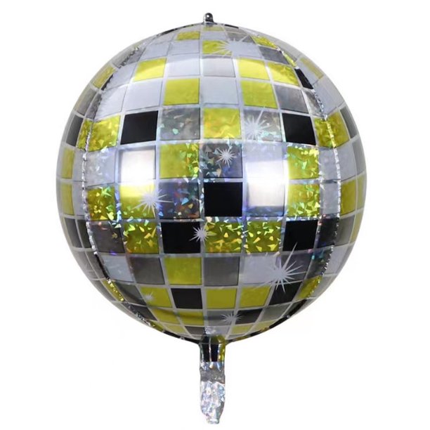 Globo de aluminio 4D de 22 pulgadas con láser plateado para discoteca, bar, fiesta, globo de papel de aluminio arcoíris