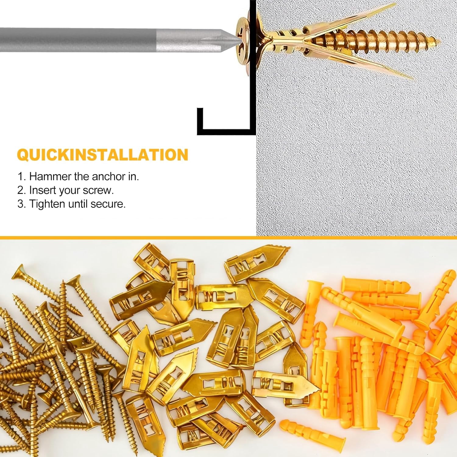 210 Pcs Smyeyml Drywall Anchors and Screws Assortment Kit, 70 Pcs Drywall Anchors Heavy Duty, 140 Pcs Self Drilling Drywall Anchors, Wall Anchors for Drywall, Shelves, Pictures, and Office Art Decor