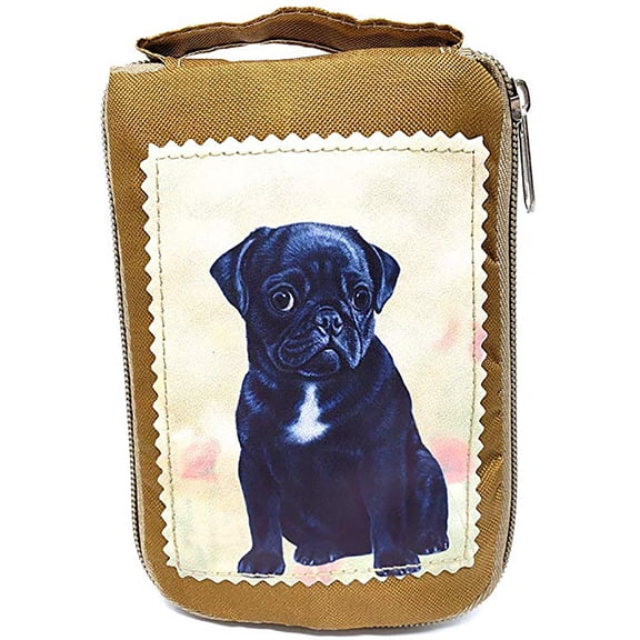 Black Pug Foldable Tote Bag - Waterproof - Zipper Market Tote