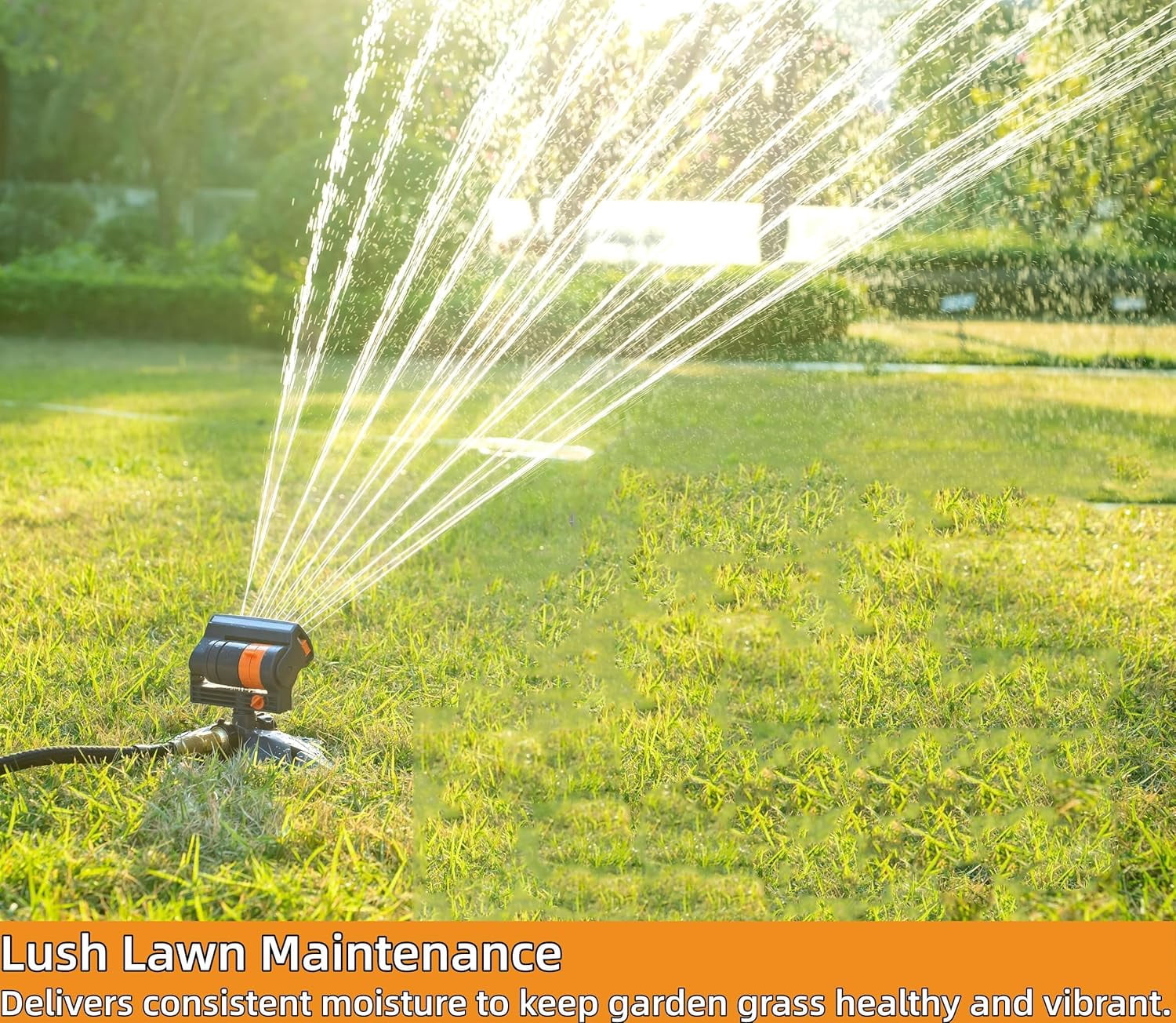 Upgraded Oscillating Sprinkler with 16 Nozzles, Adjustable Wide Area Coverage Lawn Sprinkler, Heavy-Duty Base & Built-in Filter, Series Connection