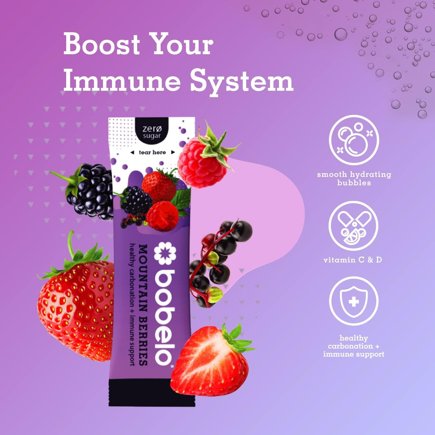Bobelo 4 Flavor Variety pack, Powdered Immune & Stress Support Drink Mix, on-The-Go, 0.28 oz, 40 Ct