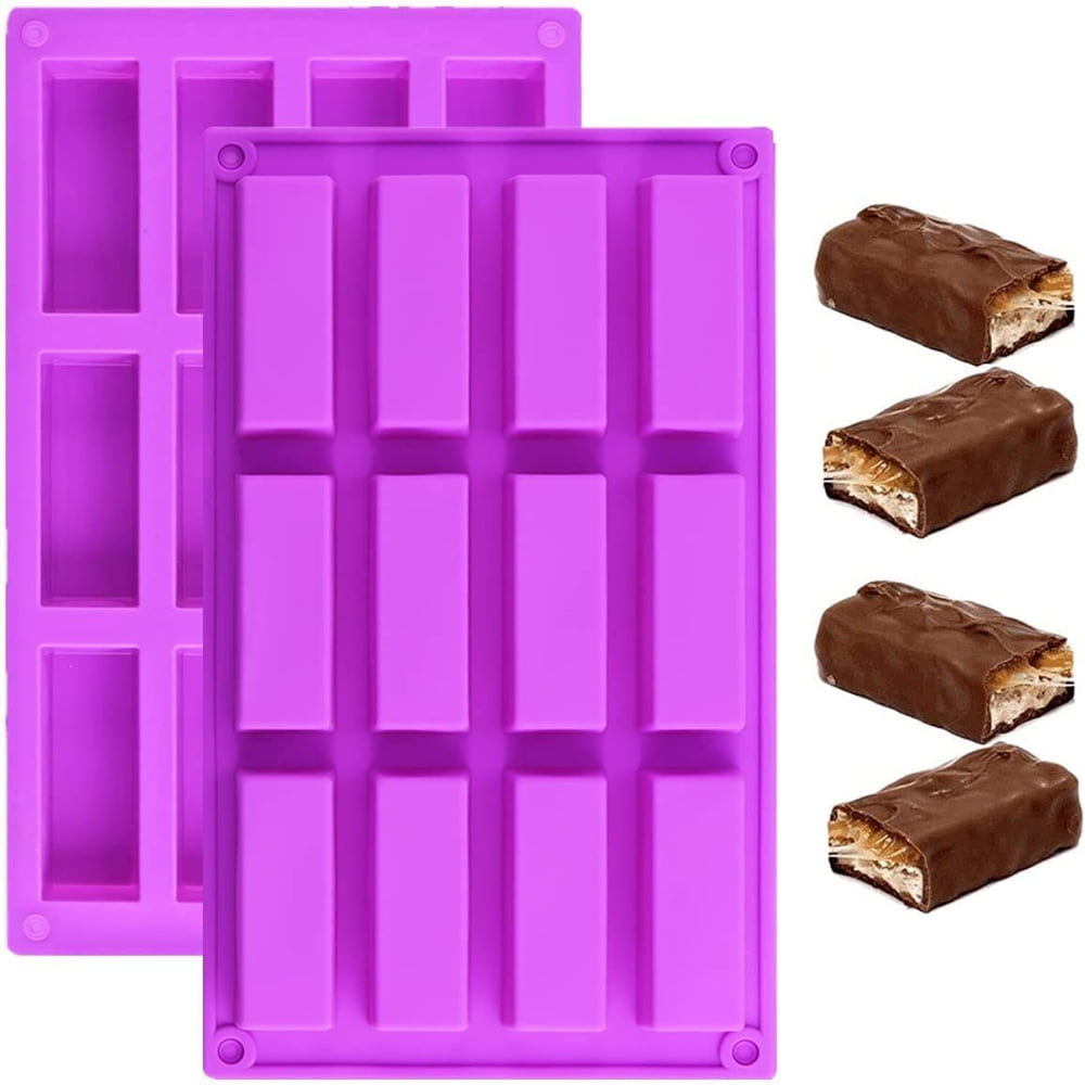 12 Cavity Medium Narrow Silicone Rectangle Molds/Protein Bars mold Energy  Bars Maker for Caramel Bread Loaf Muffin Brownie Cornbread Cheesecake  Pudding Soap Butter Mould