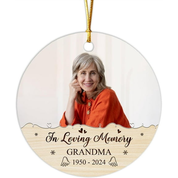 Add Any Photo in Loving Memory Ornament 2025, Customized Memorial Ornament with Picture & Name, Personalized Sympathy Gift, Bereavement Xmas Ornament, Custom Consolation Ornament Christmas w05equ