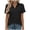 Black, variant on Staron Women's Shirt V-Neck Turn-Down Collar Short Sleeve Casual T-Shirt Fitted Waist Tops Fashion Basic Tee, Hot Pink M