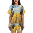 thumbnail image 1 of Fotbe Funny Countryside Donkey Conjunto de Pijama Estampado para Mujer, 2 Piezas, Ropa de Dormir con Camiseta de Manga Corta y Shorts Suaves-X-Large, 1 of 6