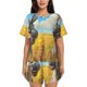thumbnail image 1 of Fotbe Funny Countryside Donkey Conjunto de Pijama Estampado para Mujer, 2 Piezas, Ropa de Dormir con Camiseta de Manga Corta y Shorts Suaves-XX-Large, 1 of 6