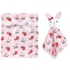 Hudson Baby Infant Girl Plush Blanket with Security Blanket, Floral Bunny, One Size