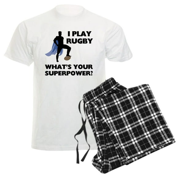 CafePress - Rugby Superhero Men's Light Pajamas - Men's Light Loose Fit Cotton Pajama Set