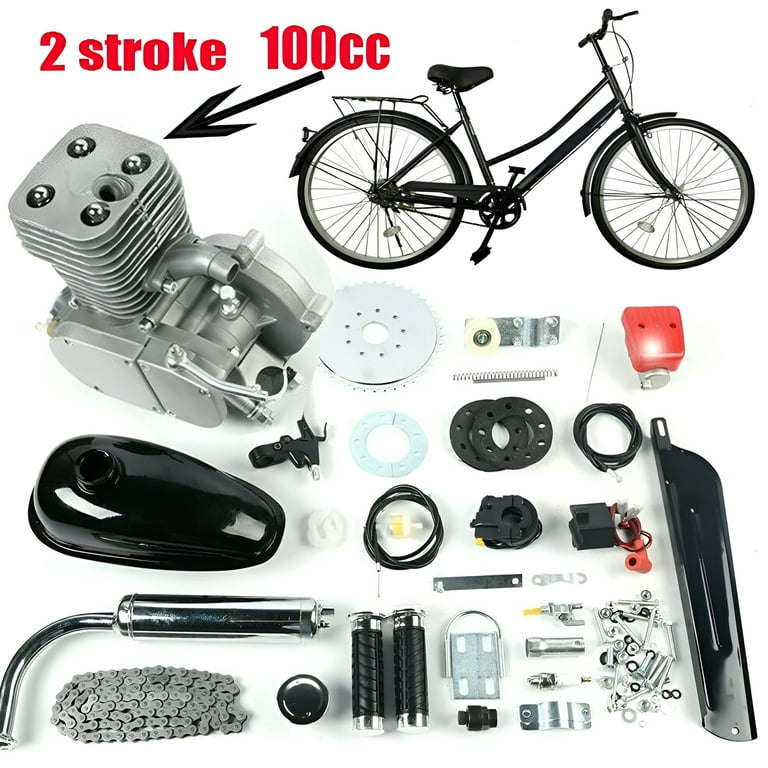Anqidi Full Set 100CC 2 Stroke Bicycle Petrol Engine Kit Motorized Bike Gas Motor Conversion Kit for Most 26 28 Bikes CDI 44 Tooth Walmart