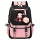 thumbnail image 1 of 1pc Mochila Con Patrón De Niña Linda De Dibujos Animados Con Puerto De Carga USB, Mochilas Divertidas De Viaje De Niñas Y Niños, Mochila Escolar Para Mujeres Adolescentes, Bolsa De Computadora, 1 of 4