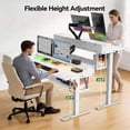 thumbnail image 5 of CHITOOMA Electric Standing Desk with LED & Storage, 55" x 28" Height Adjustable Computer Desk, C-Clamp Mount Compatible Ergonomic Table for Home Office, White, 5 of 9