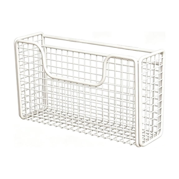 JHyouerji No Drill Cabinet Door Storage Rack,White Iron Organizer,Mesh Wall Hanging Basket for Plastic Wrap Garbage Bags Seasoning Kitchen Supplies