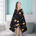 thumbnail image 6 of Halloween Black Colorful Ghosts and Pumpkins Hooded Bath Towel，60"x35" for Ages 3 To 12 Kids, Quick Dry Lightweight Soft Microfiber Hood Beach Towel Cover Up for Kids, 6 of 7