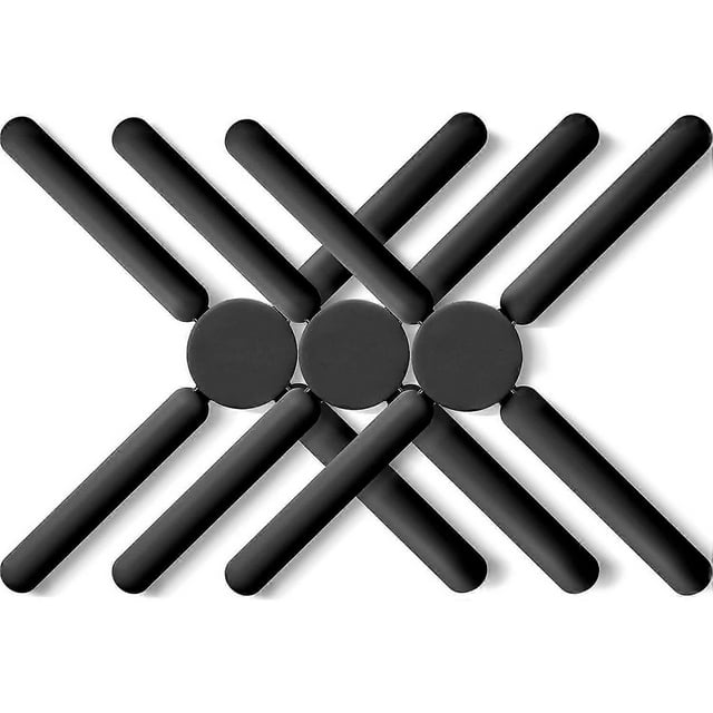 3/pack Foldable Silicone Trivets, Folding Trivets, Non-slip Collapsible Cross Compact Design Expandable Silicone Pot Holder