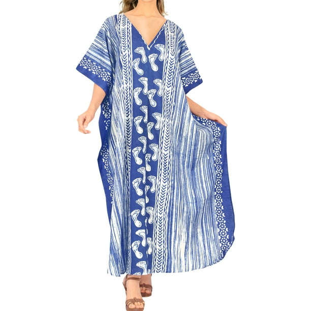 HAPPY BAY - Womens Cotton Plus Size Batik Maxi Kaftan Dress Free Size ...