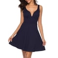 thumbnail image 2 of DHFJKG Dresses For Women Summer V Neck Sleeveless Sexy Stretchy Solid Color Party Mini Dress A Line Formal Casual Wear Spaghetti Strap Stylish Dresses, 2 of 8