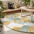 thumbnail image 3 of Round Rugs 6Ft, Yellow Green Checkered Floral Round Area Rug Washable Indoor Throw Carpet, Farmhouse Art Flowers Buffalo Soft Non Slip Circle Rug for Office Cabinet Home Decor Aesthetic, 3 of 8